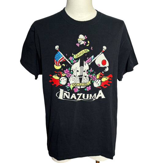 Samurai Inazuma Rock Band Graphic T-Shirt Adult Large Black Short Sleeve Tee