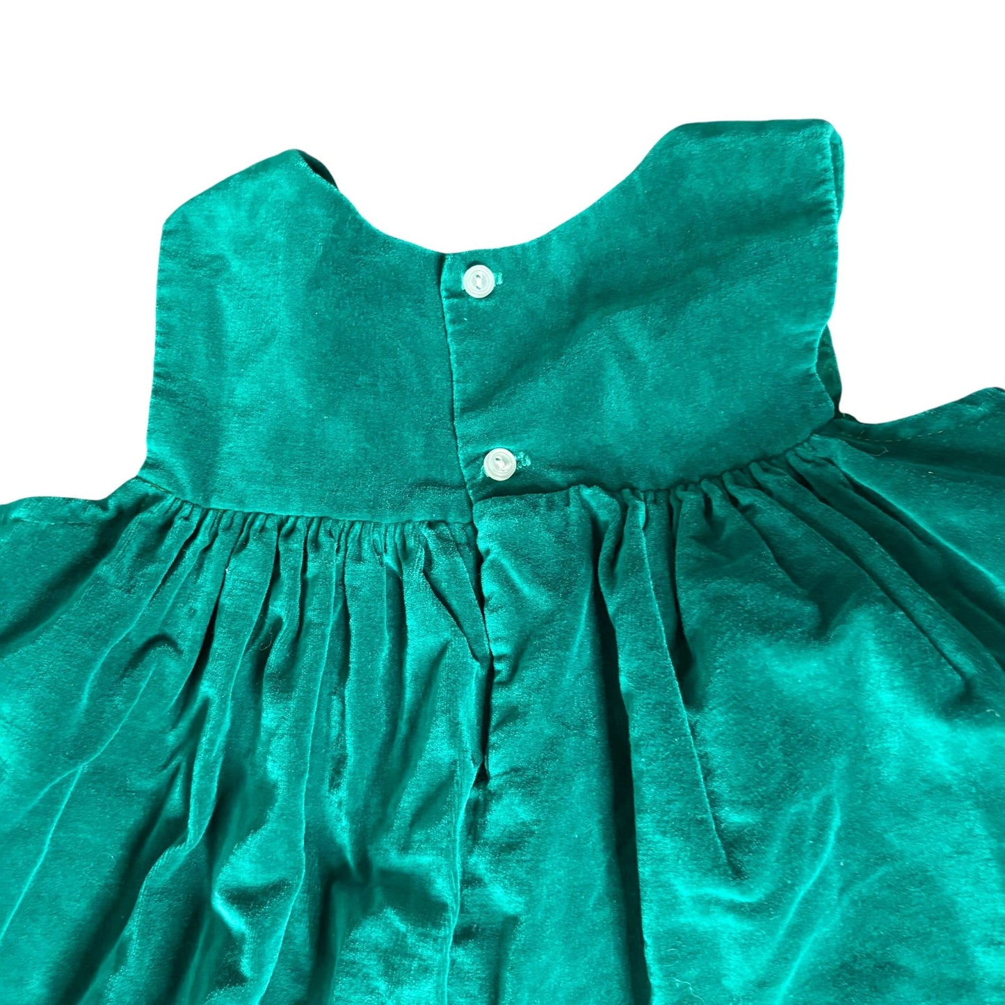 Vintage Green Velvet Sleeveless Baby Dress 24 Months Toddler Button Back Closure