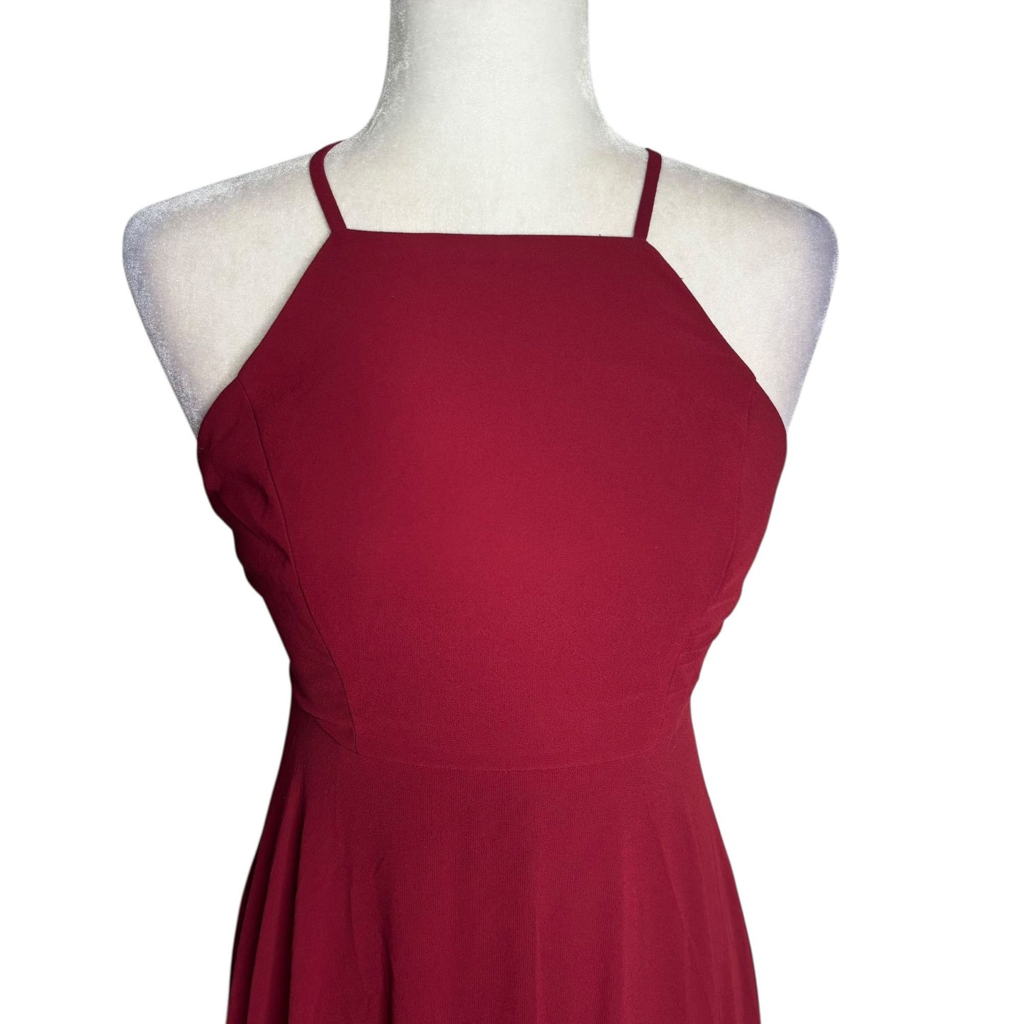 Lulus Burgundy Red Maxi Formal Dress XS Crisscross Back Strap Lined Sleeveless
