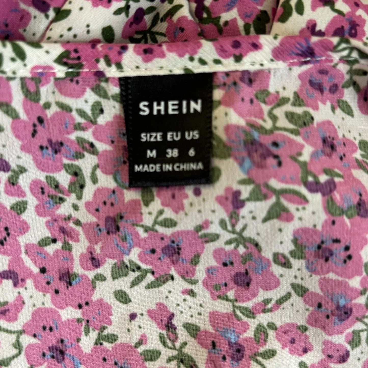 Floral Long Bell Sleeve Tie Front Peplum Blouse Medium Pink White Deep V Neck