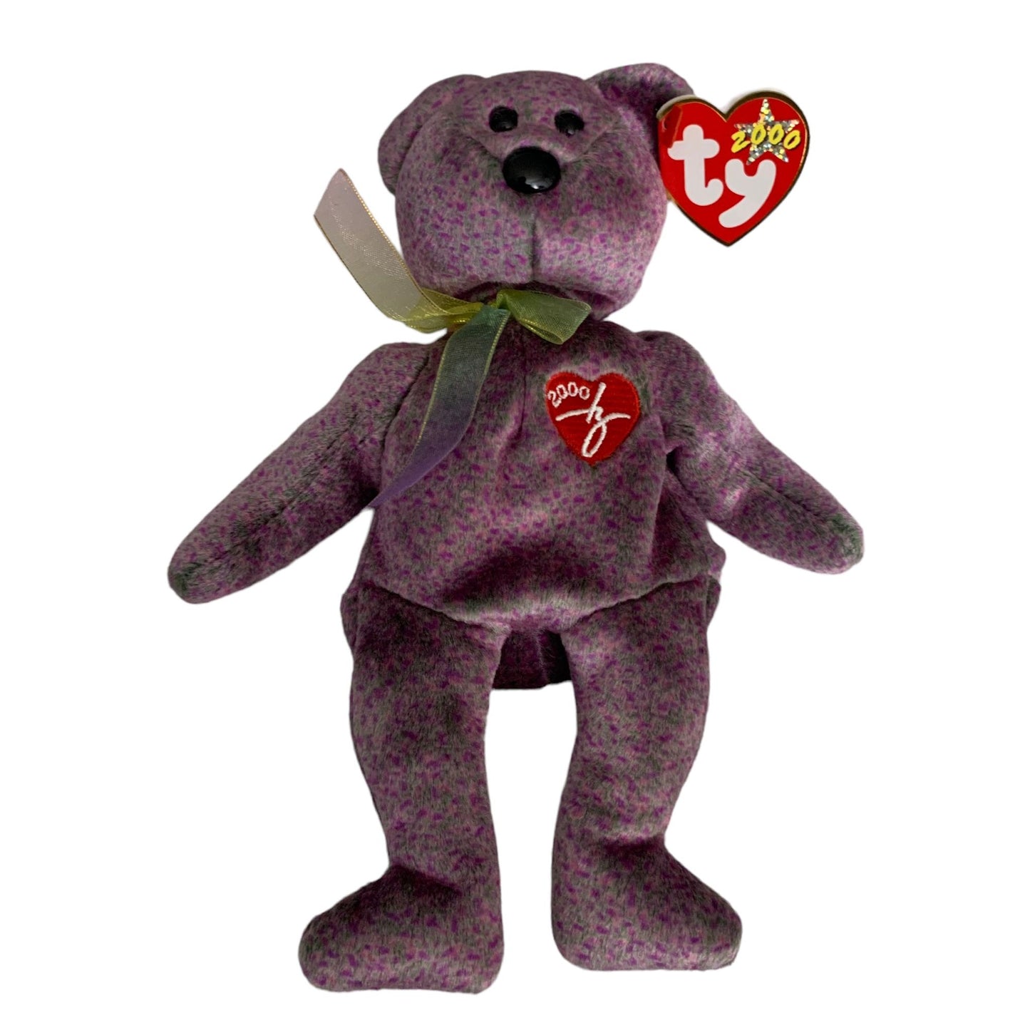 2000 SIGNATURE BEAR Retired TY Beanie Baby Purple PE Pellets Excellent Cond