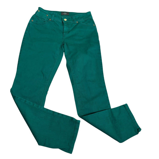 Chicos So Slimming Ankle Skinny Jeans 2 Green Low Rise 5 Pocket Stretch Zip