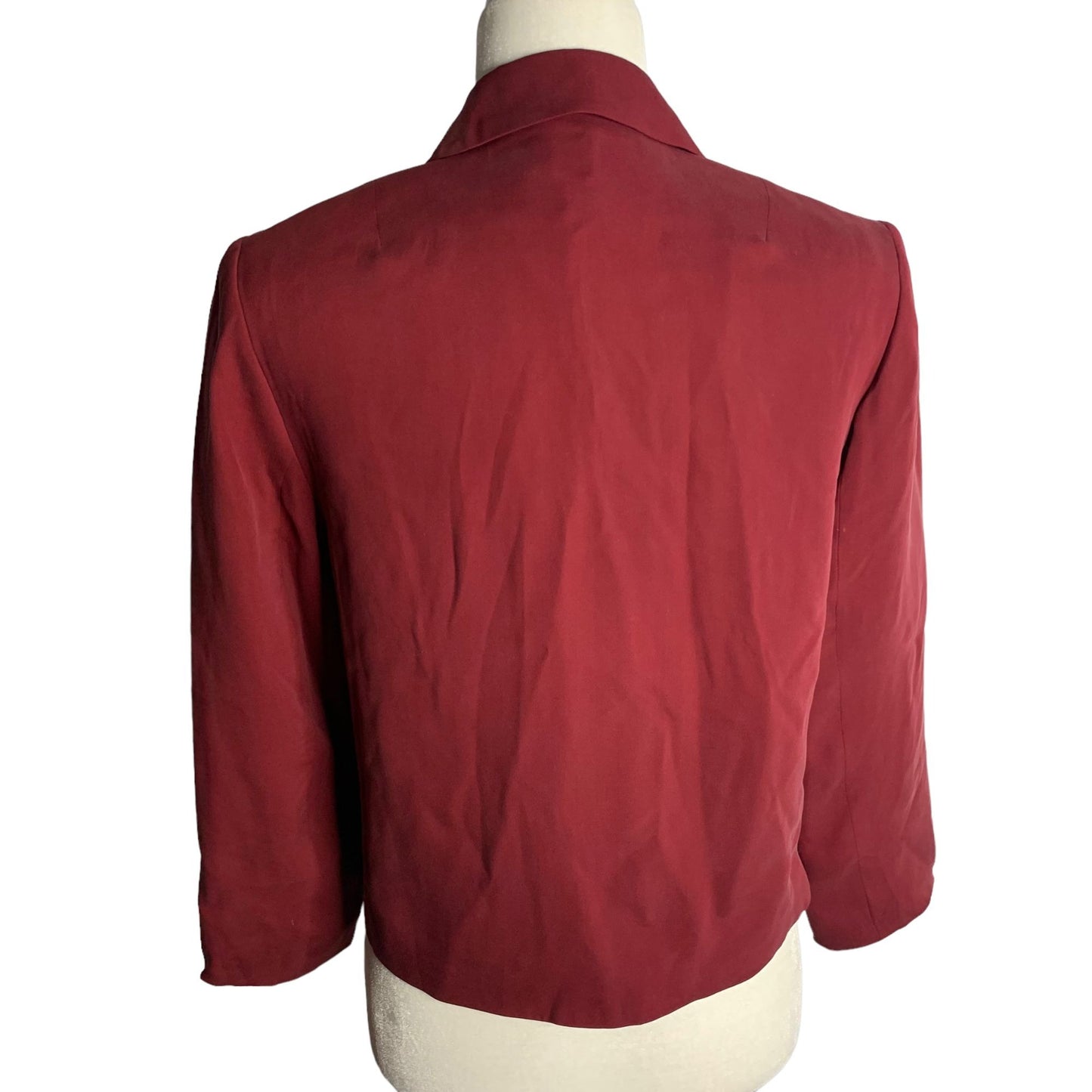 Vintage Button Up Blazer Jacket 6 Maroon Red Lined Shoulder Pads Notch Collar