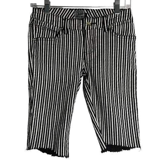 Vintage 90s TRIPP NYC Capri Cut Off Pants 5 Black White Stripe Pockets Goth Rave