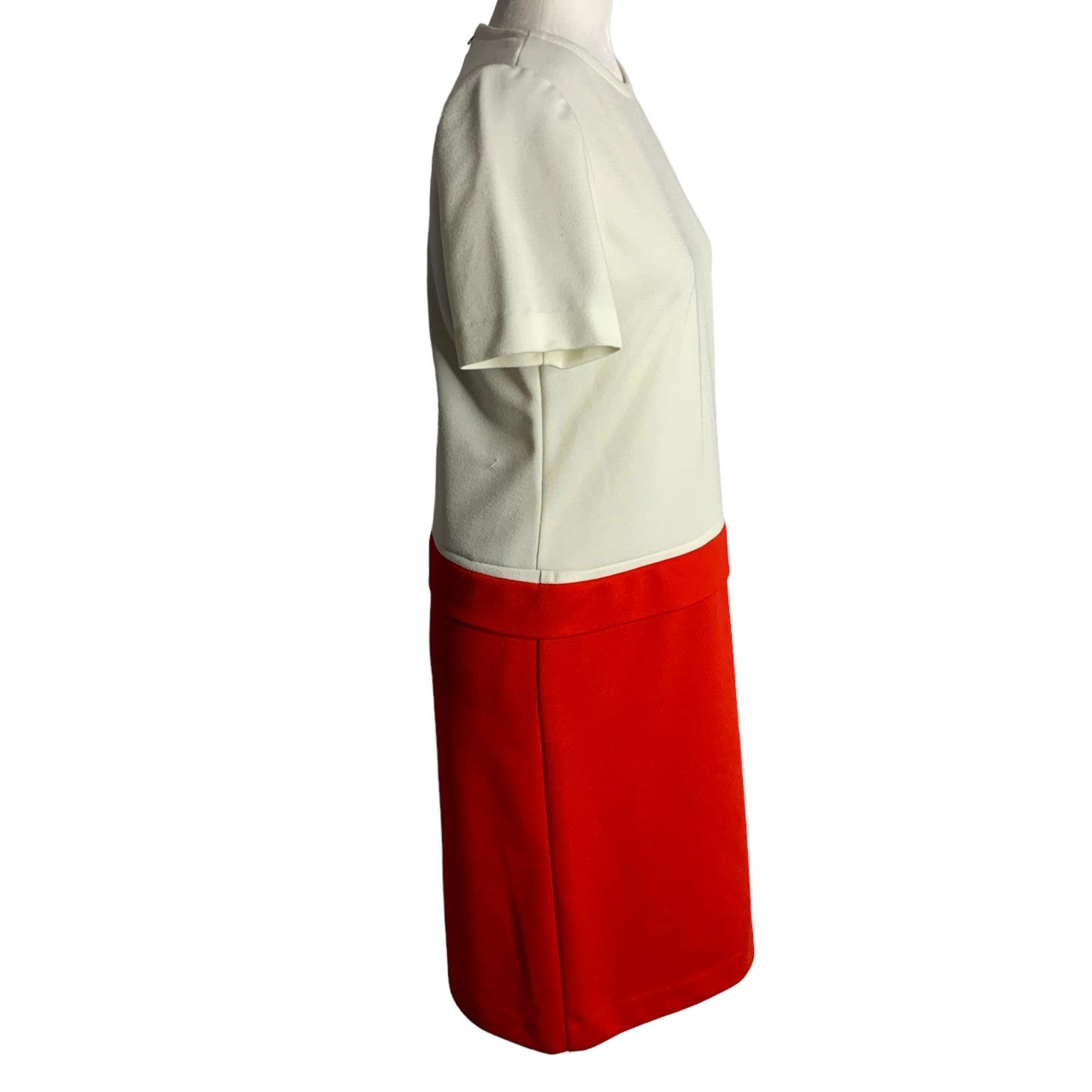 Vintage Leslie Fay Dropped Waist Shift Dress 8 White Red Short Sleeve Zipper