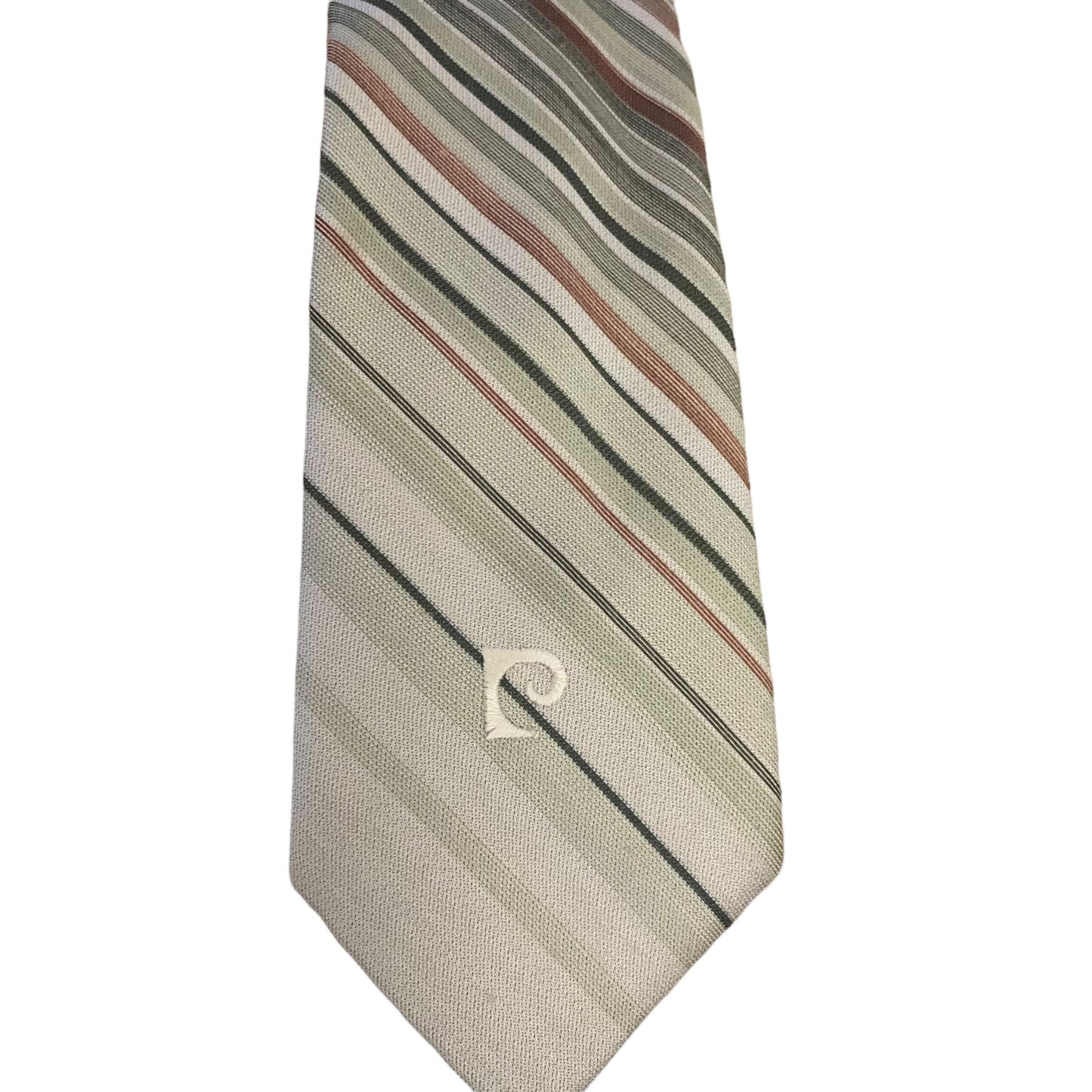 Vintage 70s Pierre Cardin Tie Tan Striped 3.5 in Necktie Imported Polyester