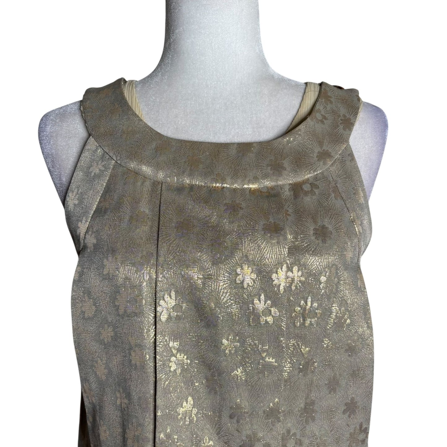 Vintage 90s Marc By Marc Jacobs Pleated Dress Size 6 Gold Metallic Silk Lined