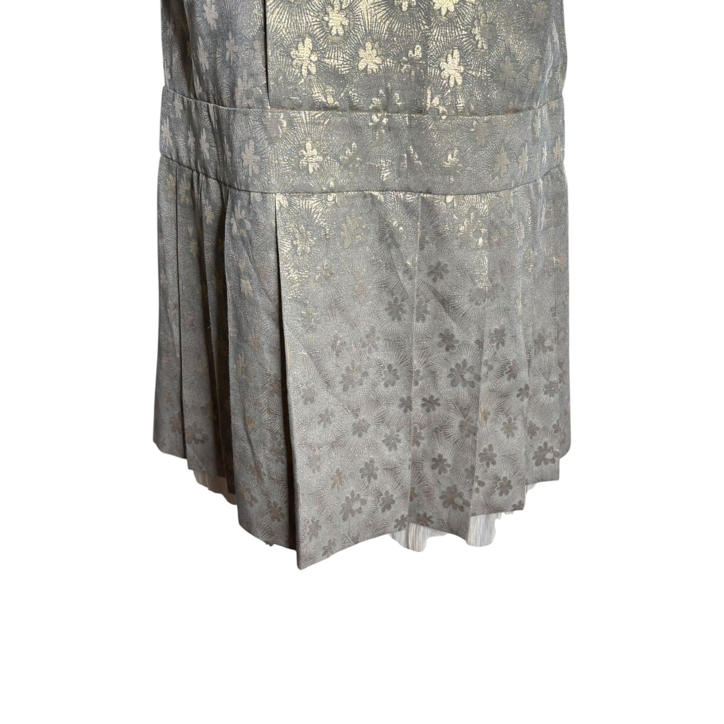 Vintage 90s Marc By Marc Jacobs Pleated Dress Size 6 Gold Metallic Silk Lined