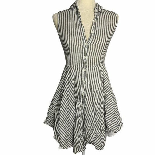 Moral Fiber Button Front Striped Mini Dress