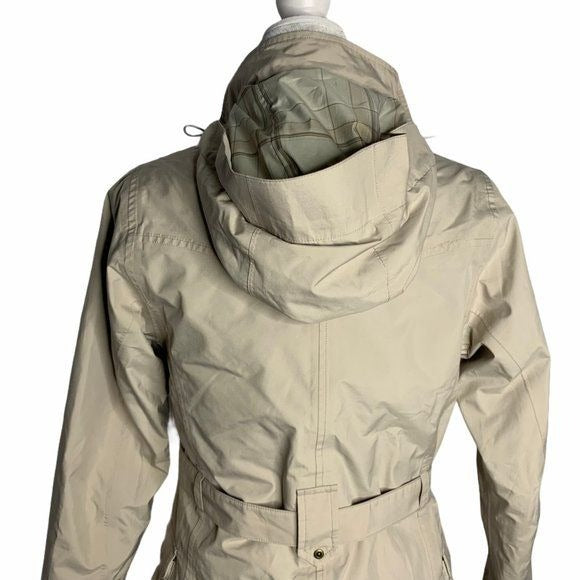 Atunas Long Trench Rain Coat PrimaLoft Liner S Beige Goretex Hood Pockets Belt