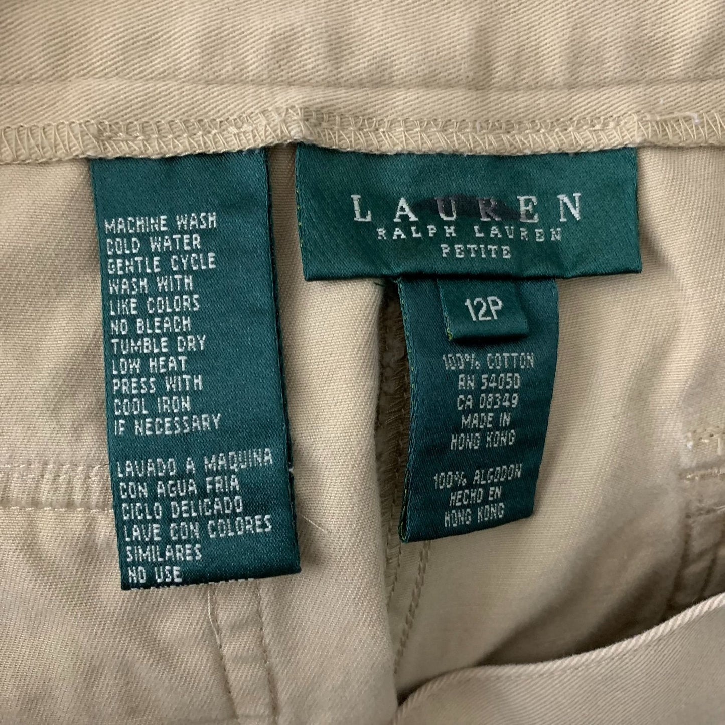 Vintage Lauren Ralph Lauren Capri Pants 12P Tan Belt Loops Pockets Flat Front