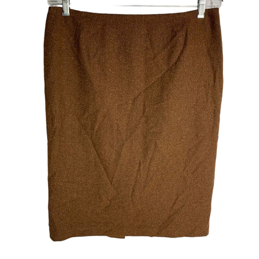 Dolce & Gabbana Wool Silk Blend Tweed Skirt M Brown Knee Length Lined Zipper