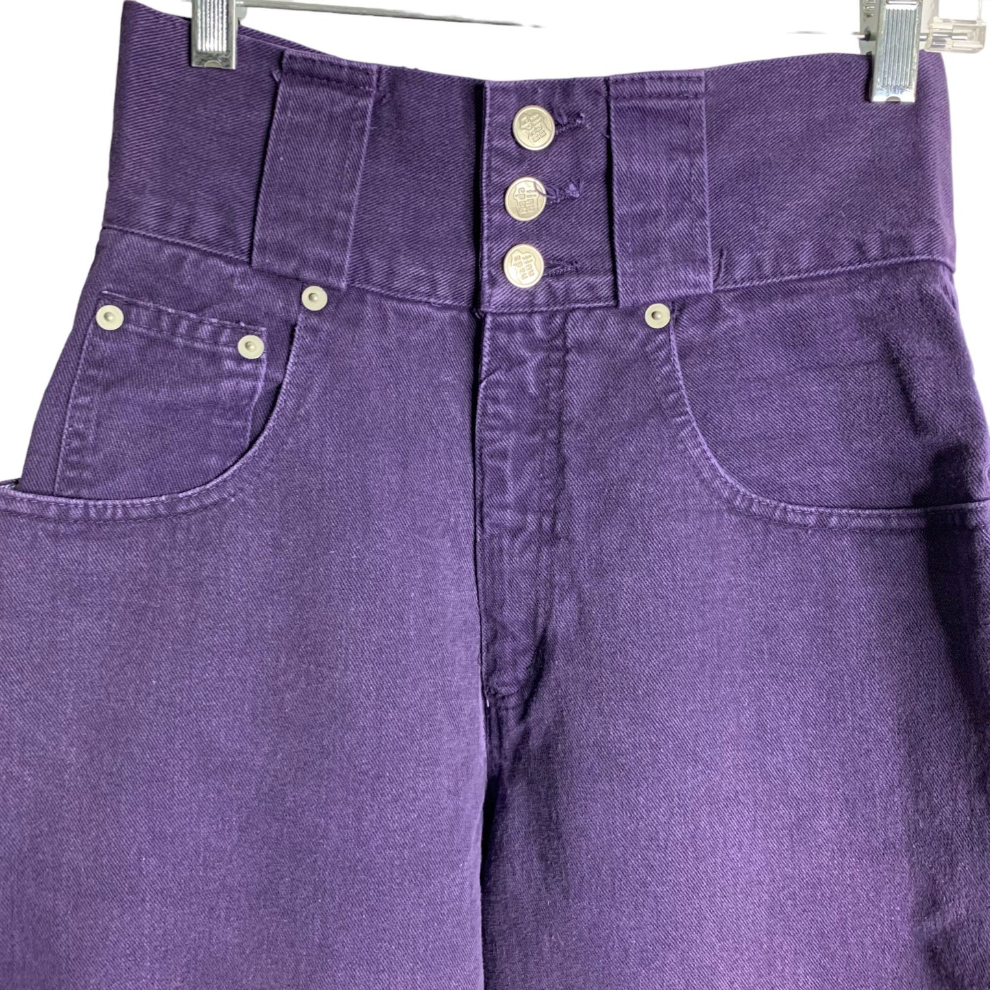 Vintage 90s Nada Nuff High Rise Button Jeans S Purple Straight Leg Belt Loops