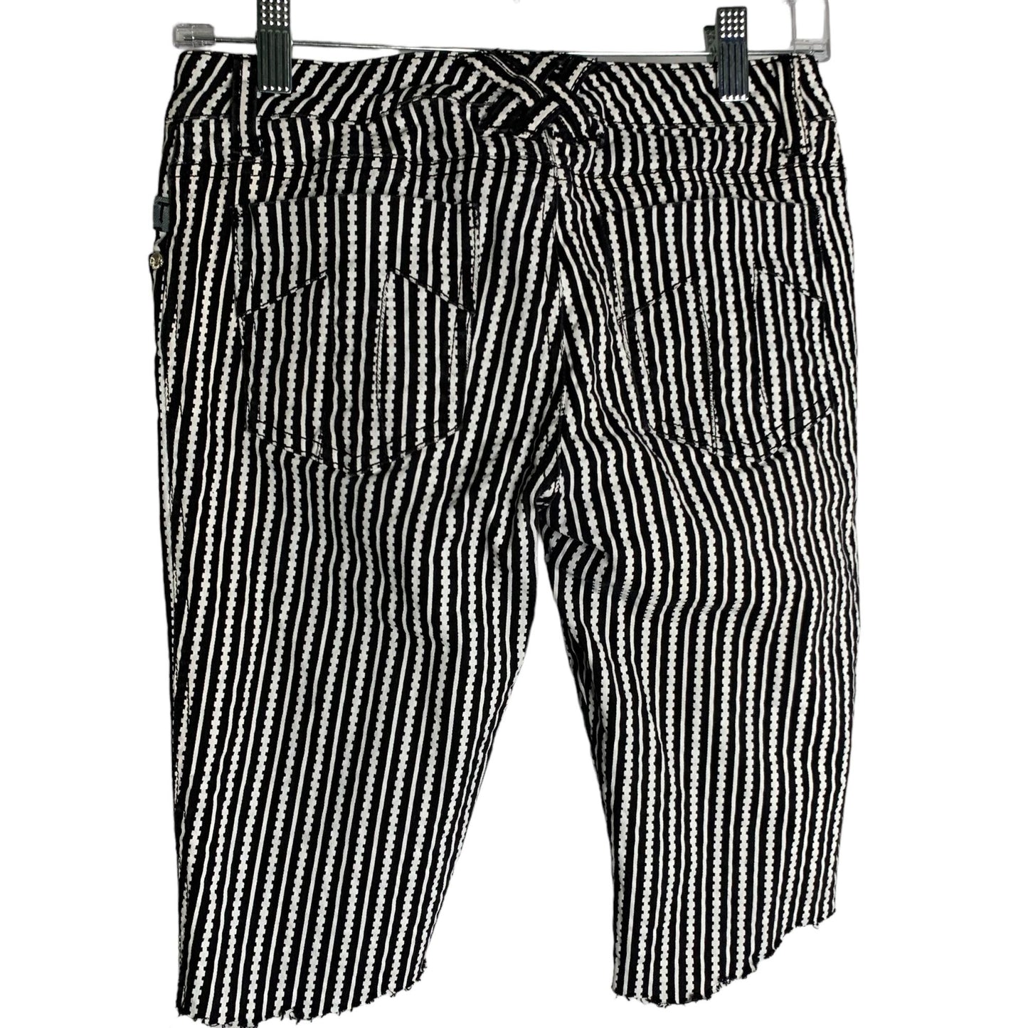 Vintage 90s TRIPP NYC Capri Cut Off Pants 5 Black White Stripe Pockets Goth Rave