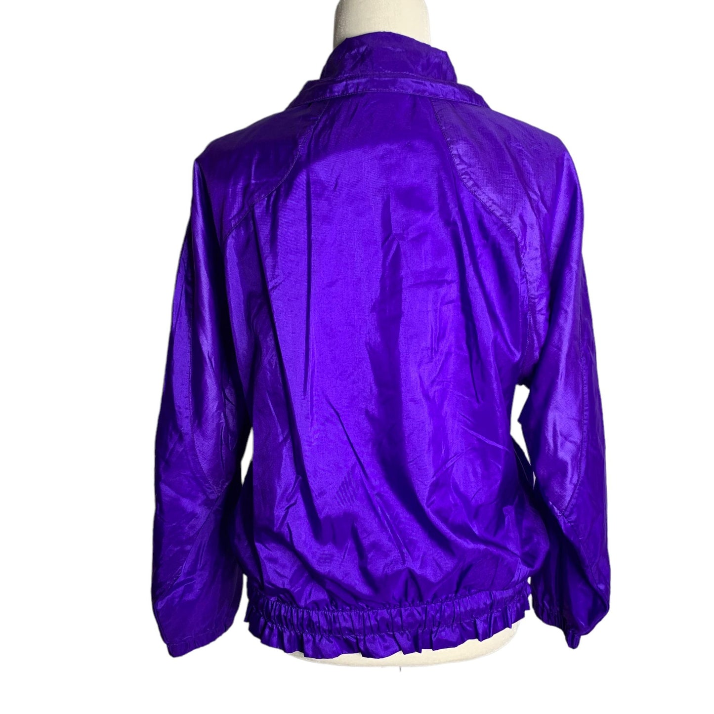 Vintage 90s Avia Windbreaker Jacket M Purple Lined Full Zip Pockets Elastic