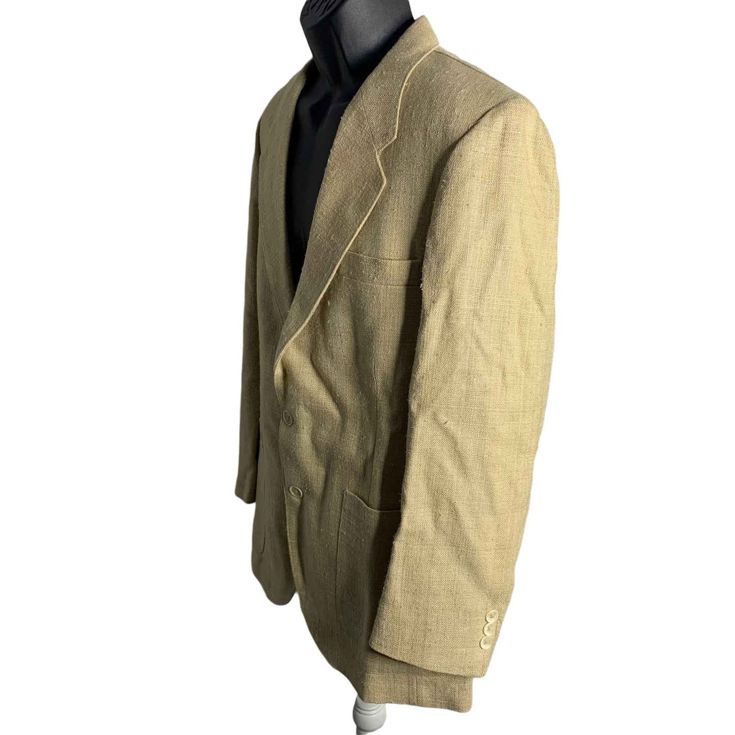 Vintage Charles Chastain Teen Sport Coat 42R Beige Tan Blazer Two Button Notch