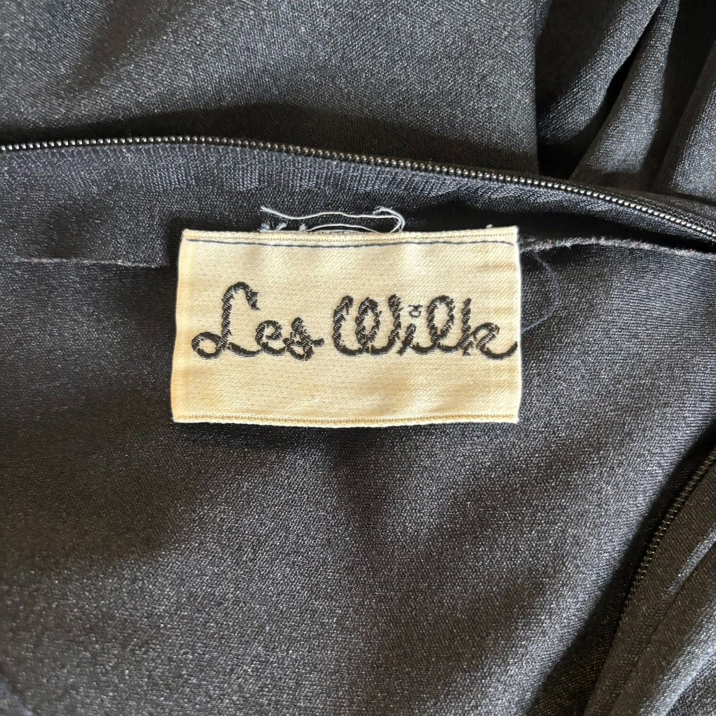 Vintage 70s Les Wilk Sheer Bell Sleeve Maxi Dress Small Black Evening Gown