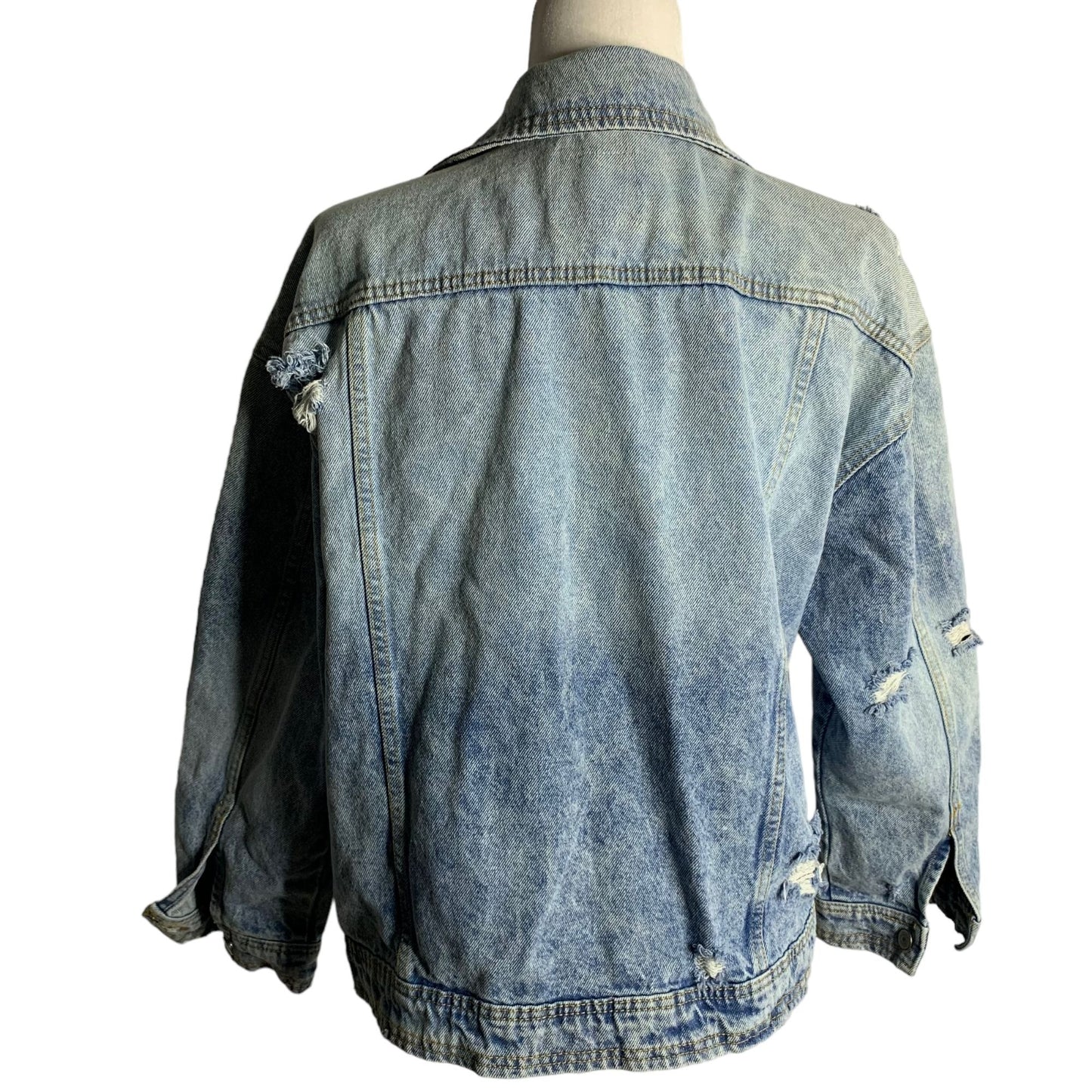 Celebrity Pink Denim Boyfriend Trucker Jacket M Med Wash Distressed Pockets