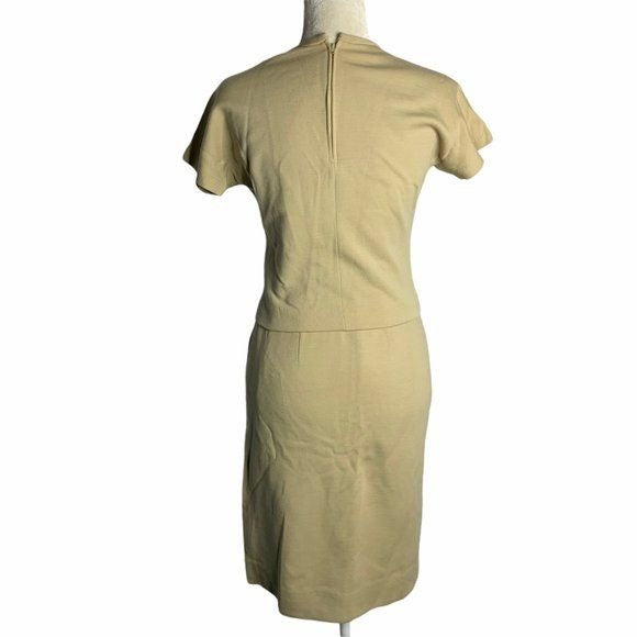 Vintage 50s Beige Knit Wool Skirt & Top Set