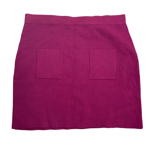 Flat White Anthropologie Mini Skirt L Maroon Red Stretch Knit Patch Pockets