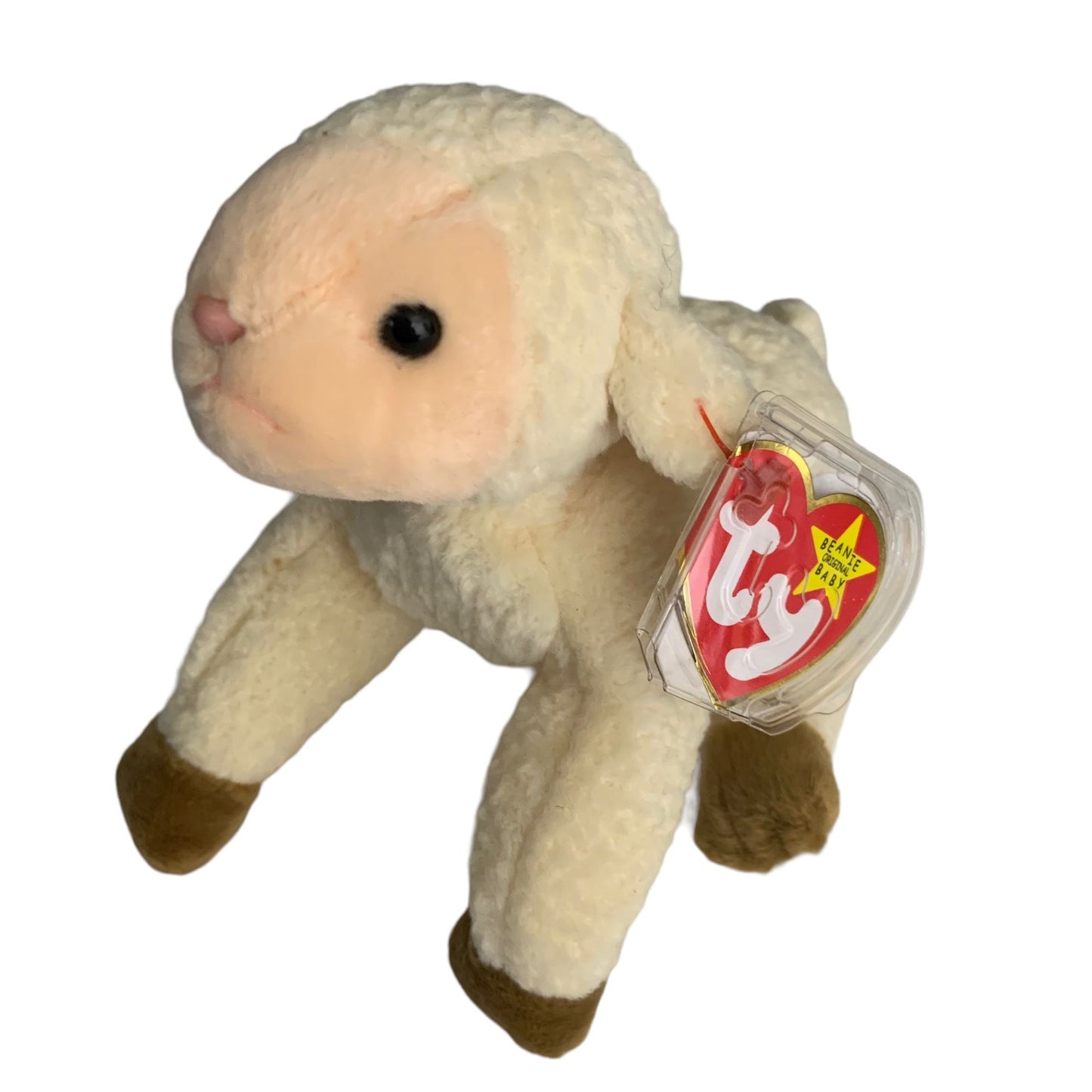 Ewey the Lamb Retired TY Beanie Baby 1998 PE Pellets Excellent Cond Ivory