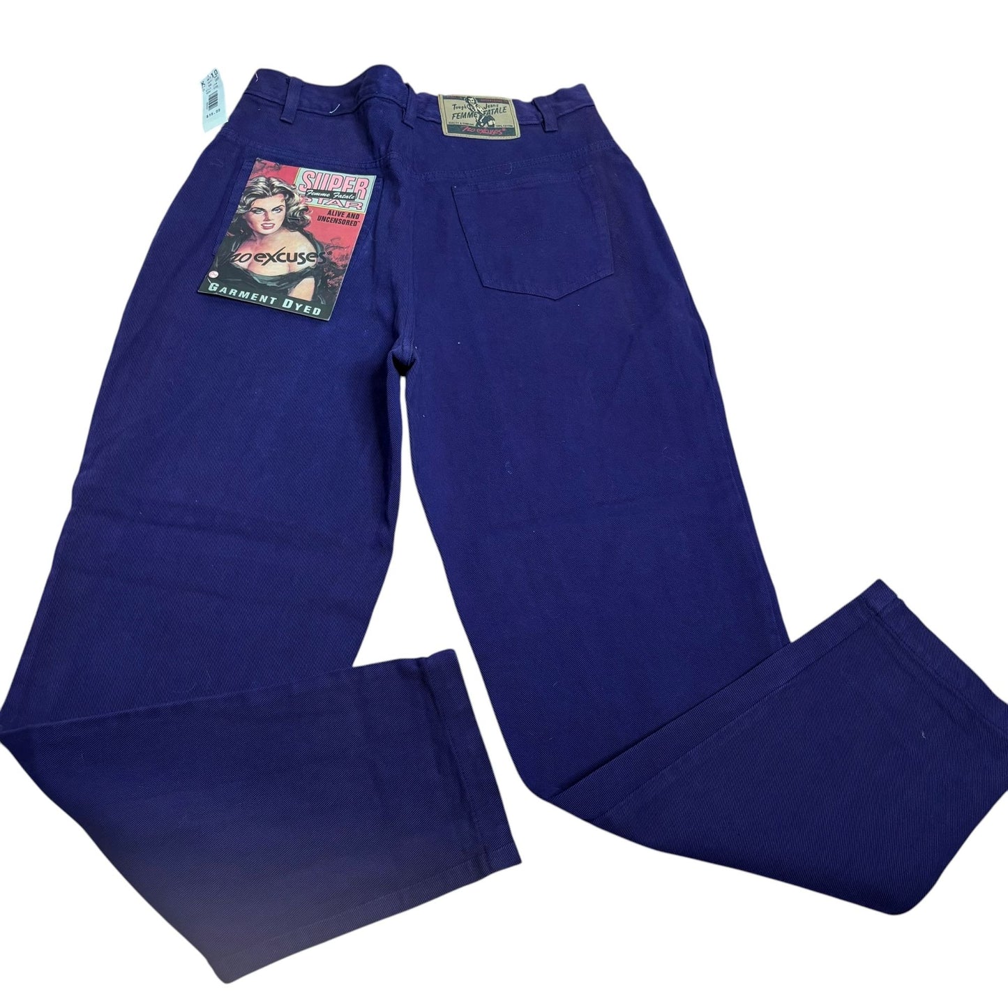 Vintage 90s No Excuses Femme Fatale Jeans Size 13 Purple High Waist Straight Leg