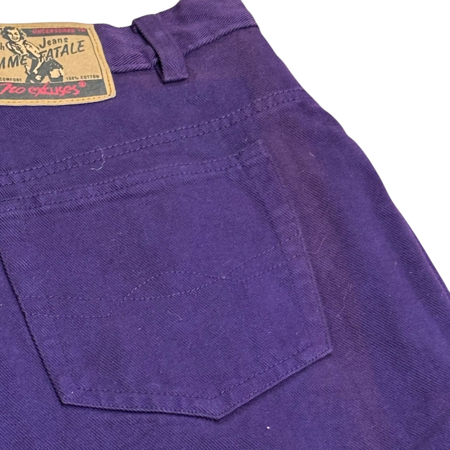 Vintage 90s No Excuses Femme Fatale Jeans Size 13 Purple High Waist Straight Leg
