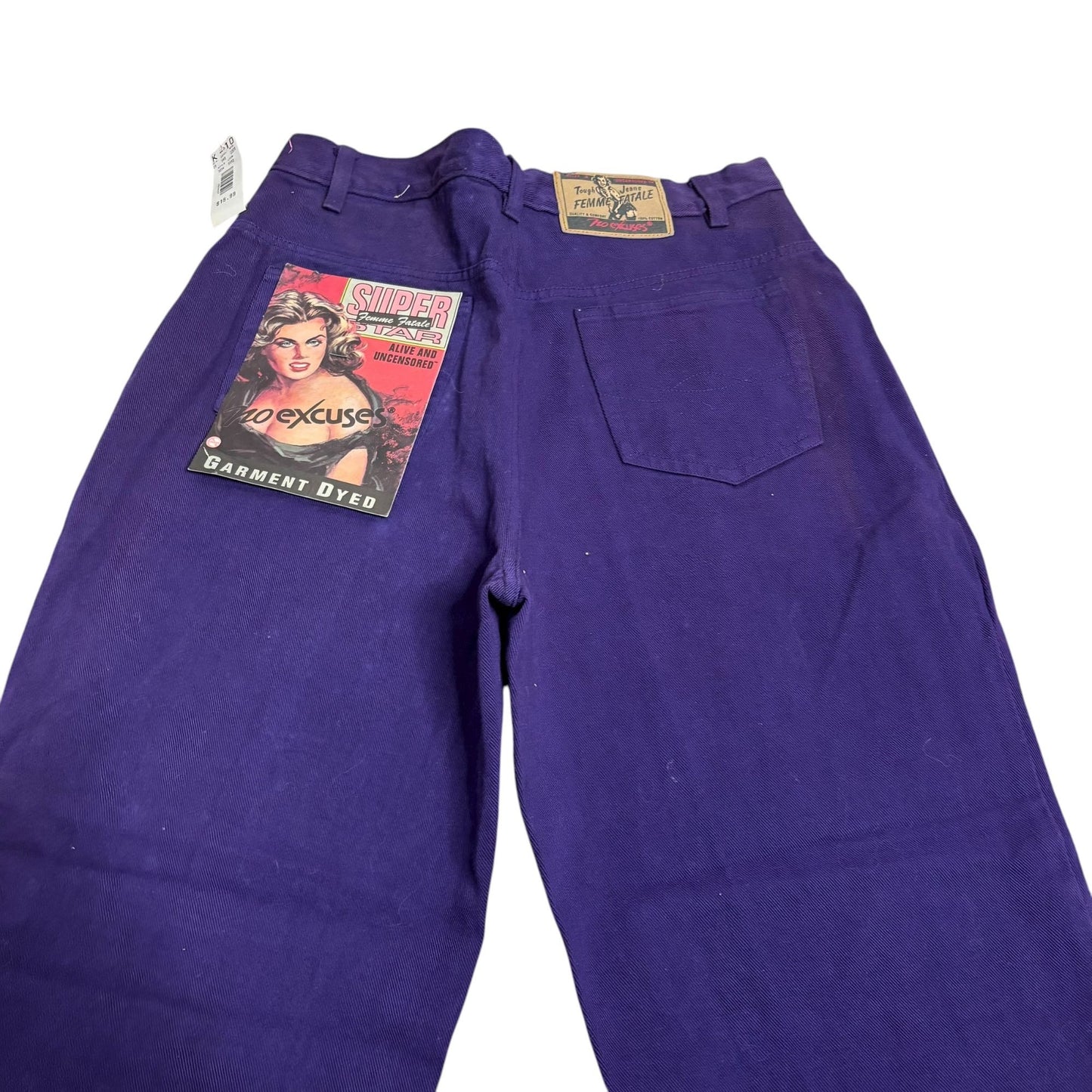Vintage 90s No Excuses Femme Fatale Jeans Size 13 Purple High Waist Straight Leg