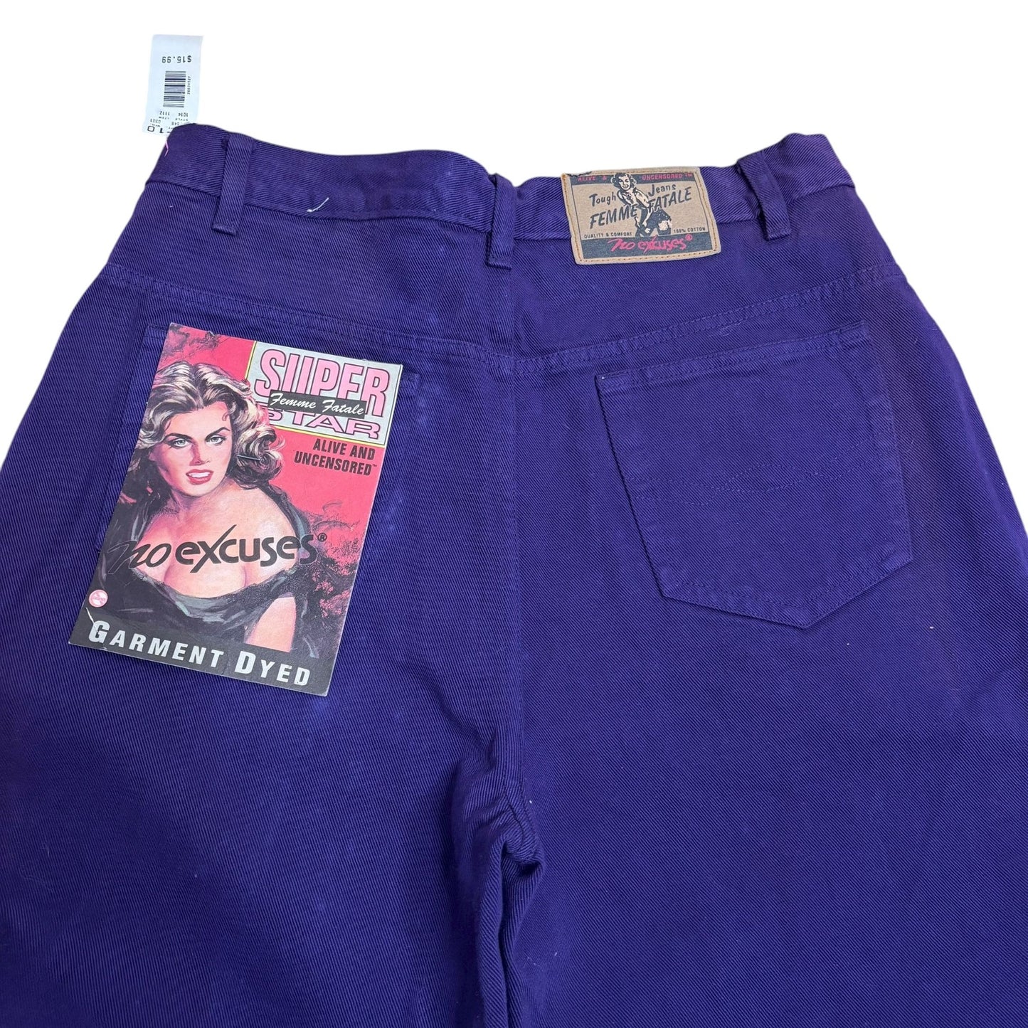 Vintage 90s No Excuses Femme Fatale Jeans Size 13 Purple High Waist Straight Leg