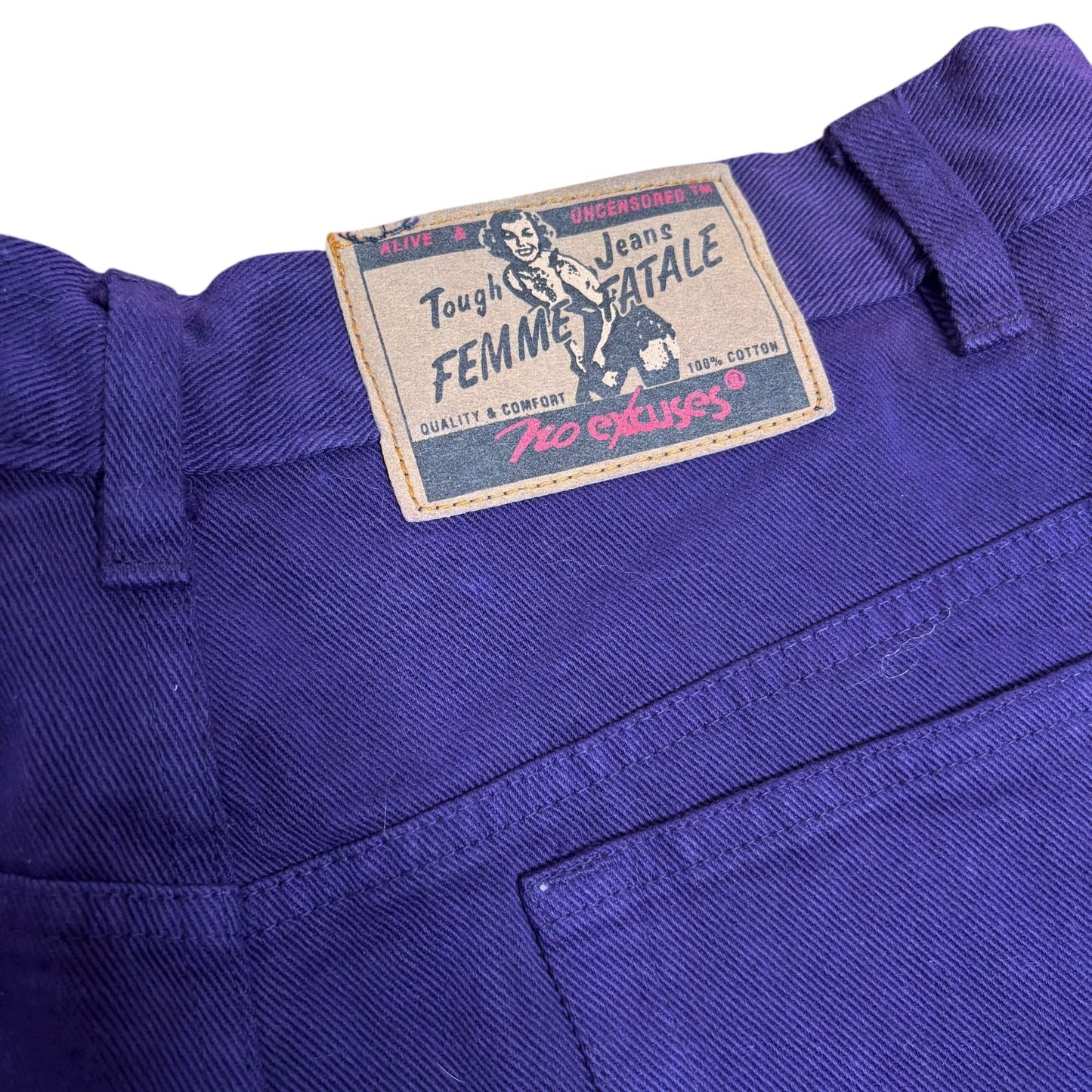 Vintage 90s No Excuses Femme Fatale Jeans Size 13 Purple High Waist Straight Leg