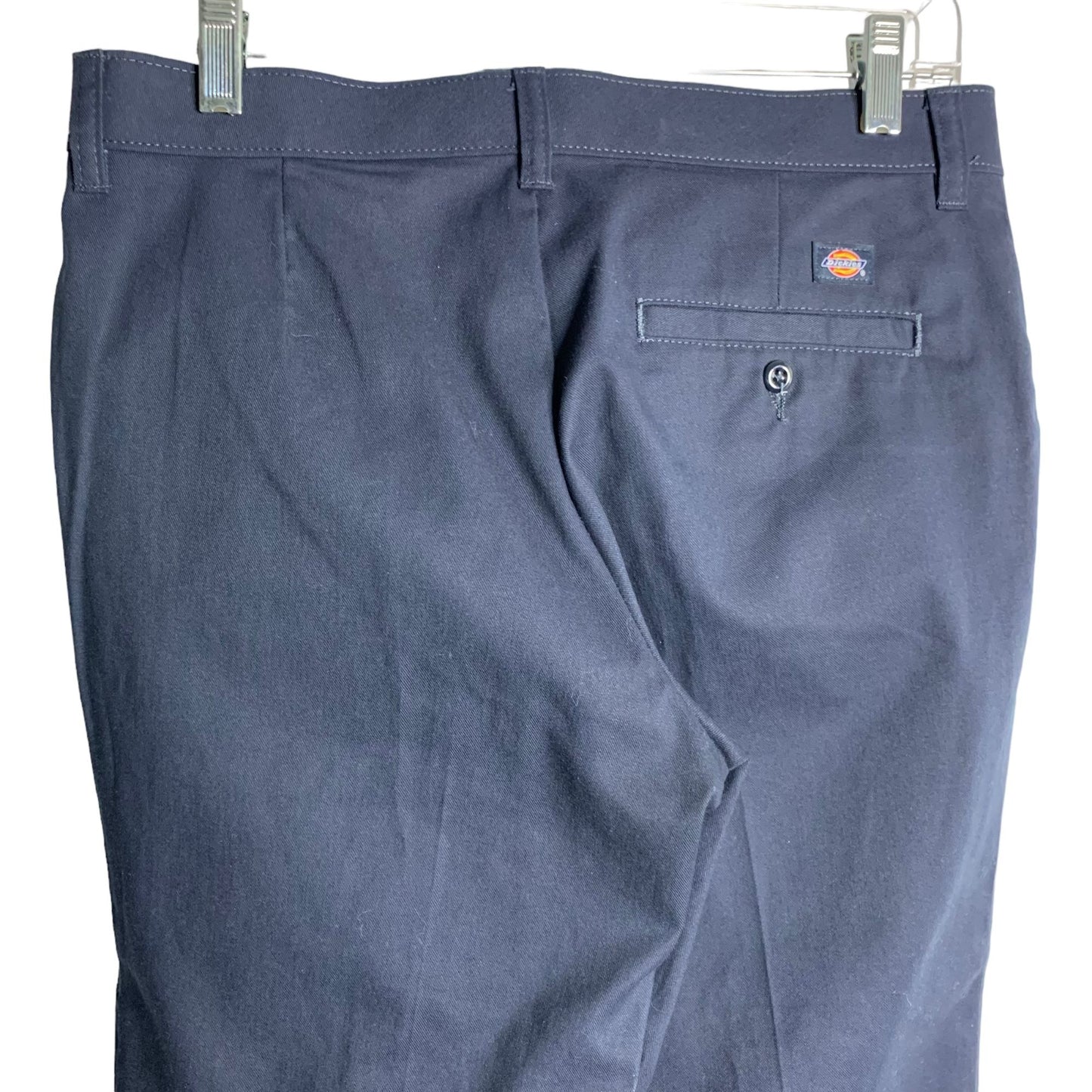 Dickies Flat Front Straight Leg Work Pants 6 Dark Blue Mid Rise Pockets Zip