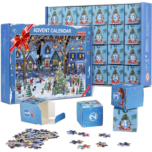 Jigsaw Puzzle Advent Calendar 2024 24 Days of Christmas Countdown 1008 Pieces