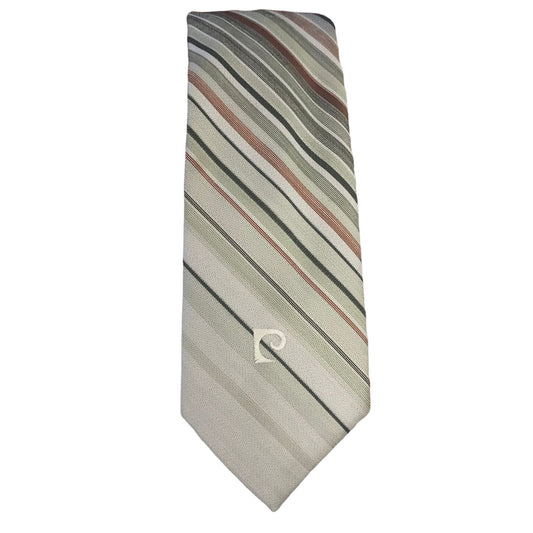 Vintage 70s Pierre Cardin Tie Tan Striped 3.5 in Necktie Imported Polyester