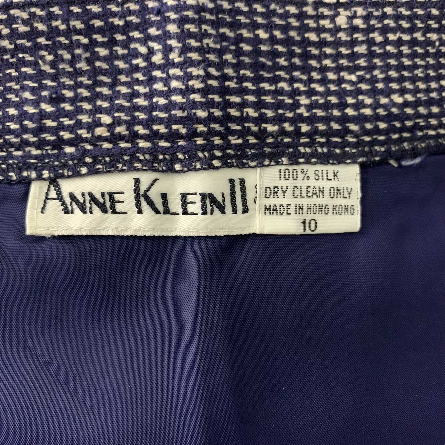 Anne Klein Silk Pencil Skirt S Navy Blue Pockets Lined Pleated Front Zipper