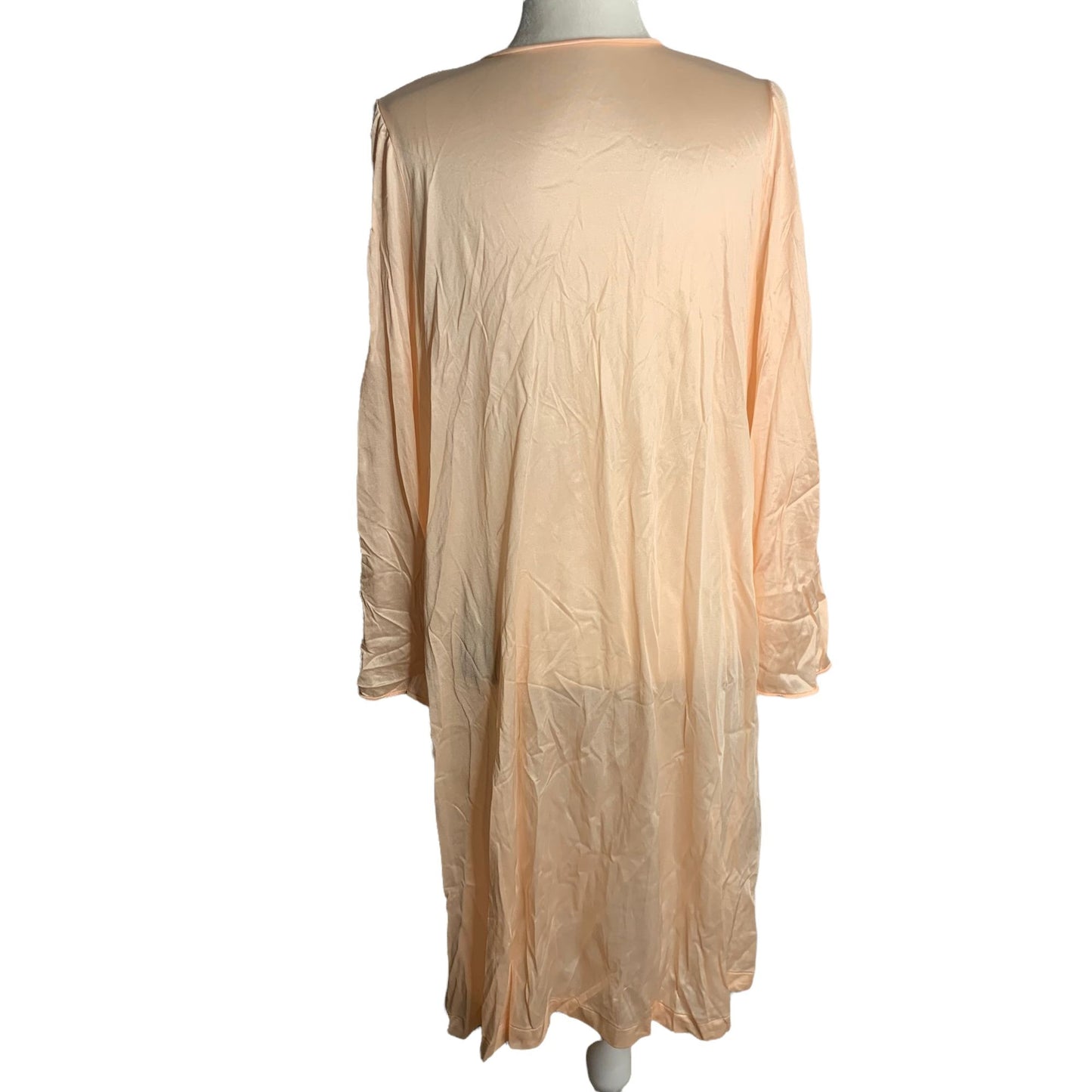 Vintage Gossard Nylon Nightgown Robe L Peach Buttons Bell Sleeves Union Made