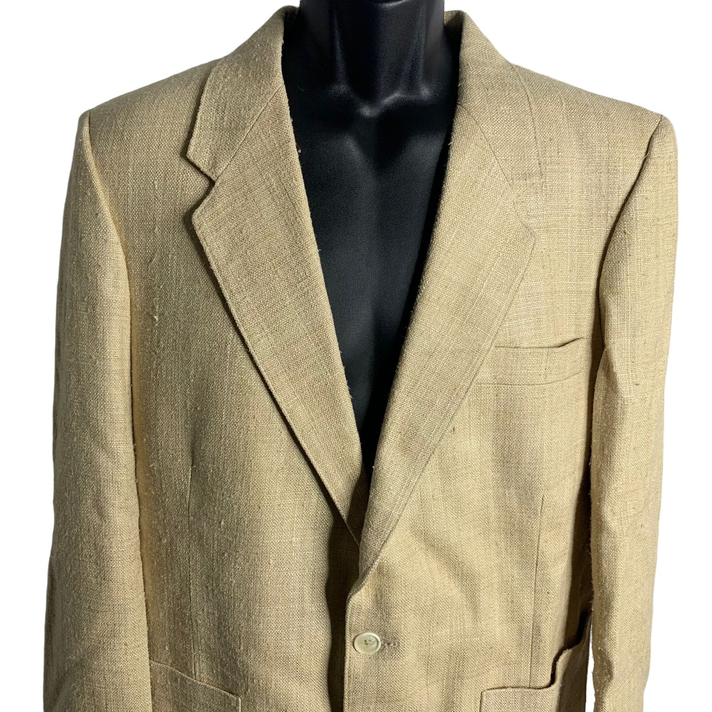 Vintage Charles Chastain Teen Sport Coat 42R Beige Tan Blazer Two Button Notch