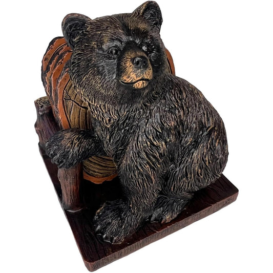 Grizzly Bear 4 Drink Coaster Set Holder Rustic Cabin Kodiak Brown Figure Decor