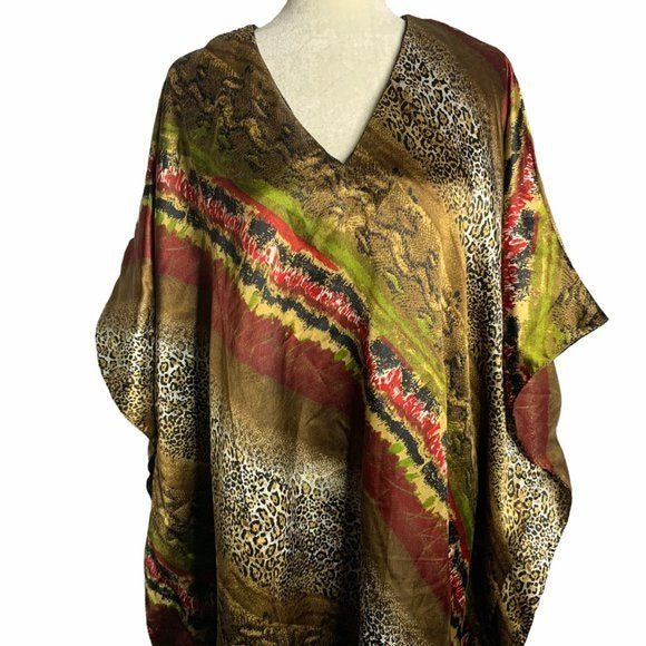 Vintage Animal Print Kaftan Coverup Dress