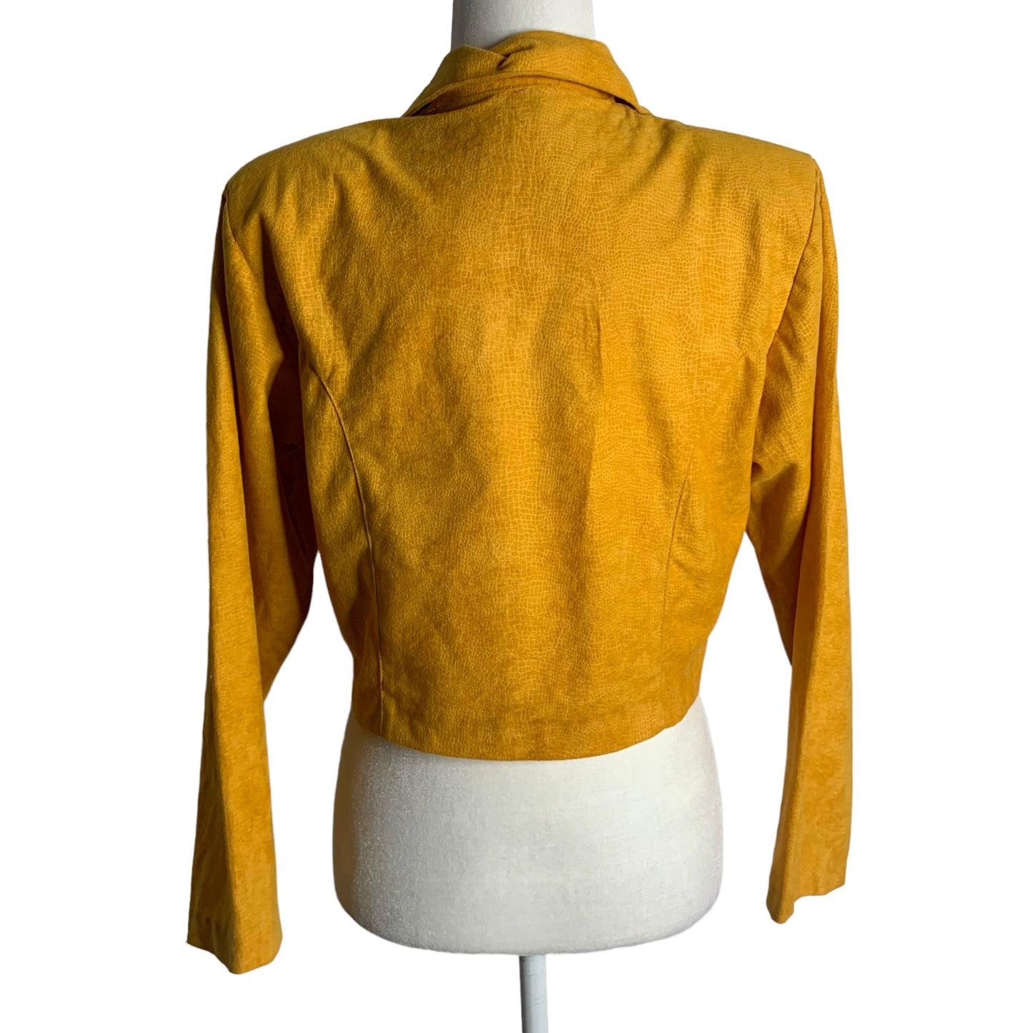 Vintage 90s Cropped Blazer Jacket S Yellow Double Breasted Long Sleeve Buttons