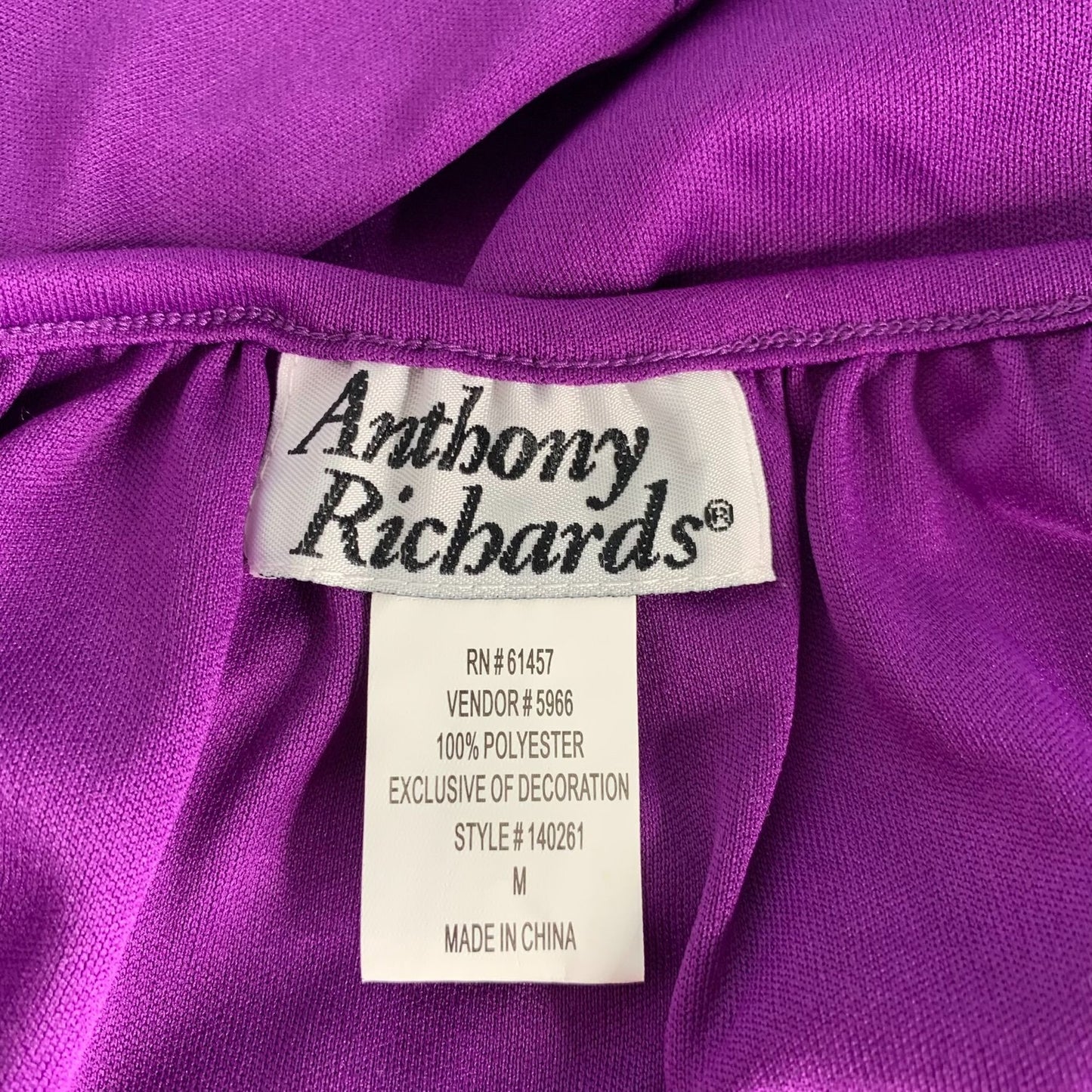 Vintage Anthony Richards MuuMuu House Dress M Purple Pockets Short Sleeves