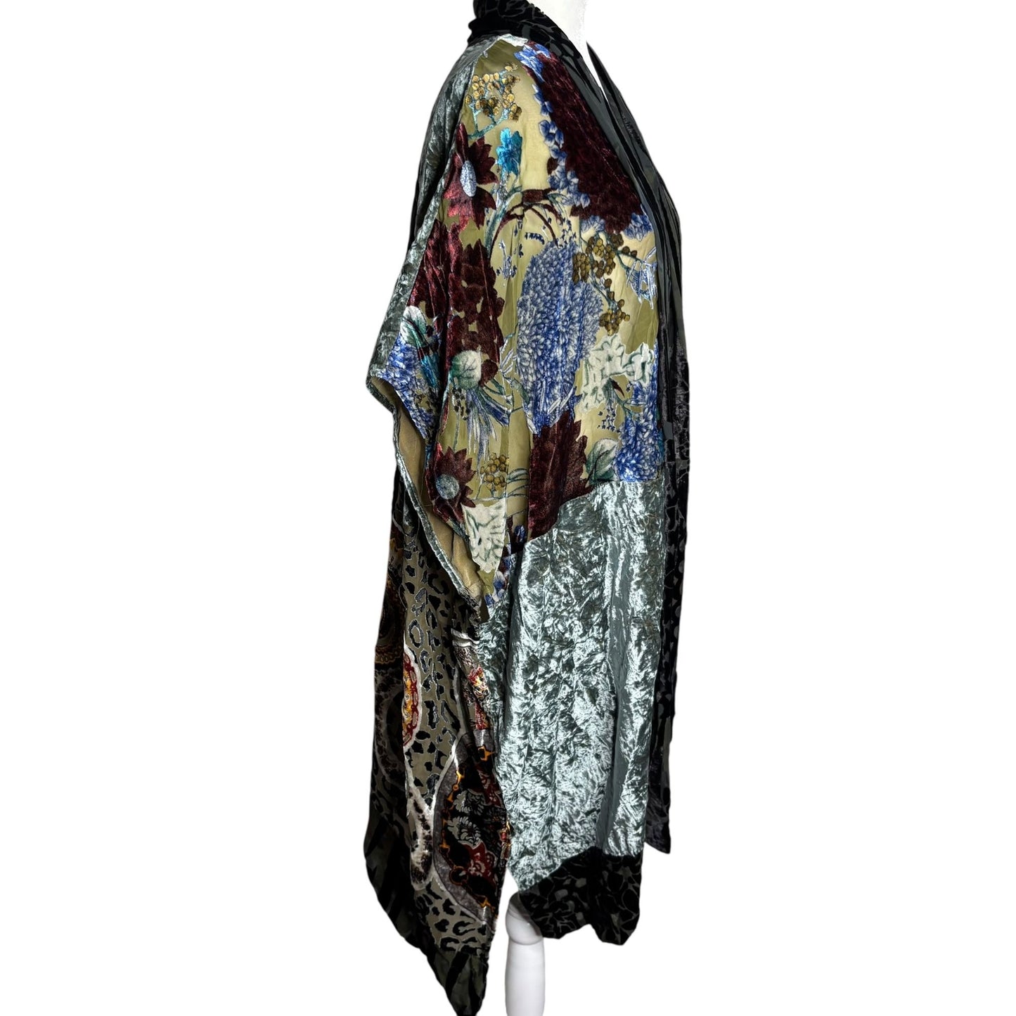 Chicos Open Front Kimono One Size Velvet Burnout Floral Animal Print Boho Duster
