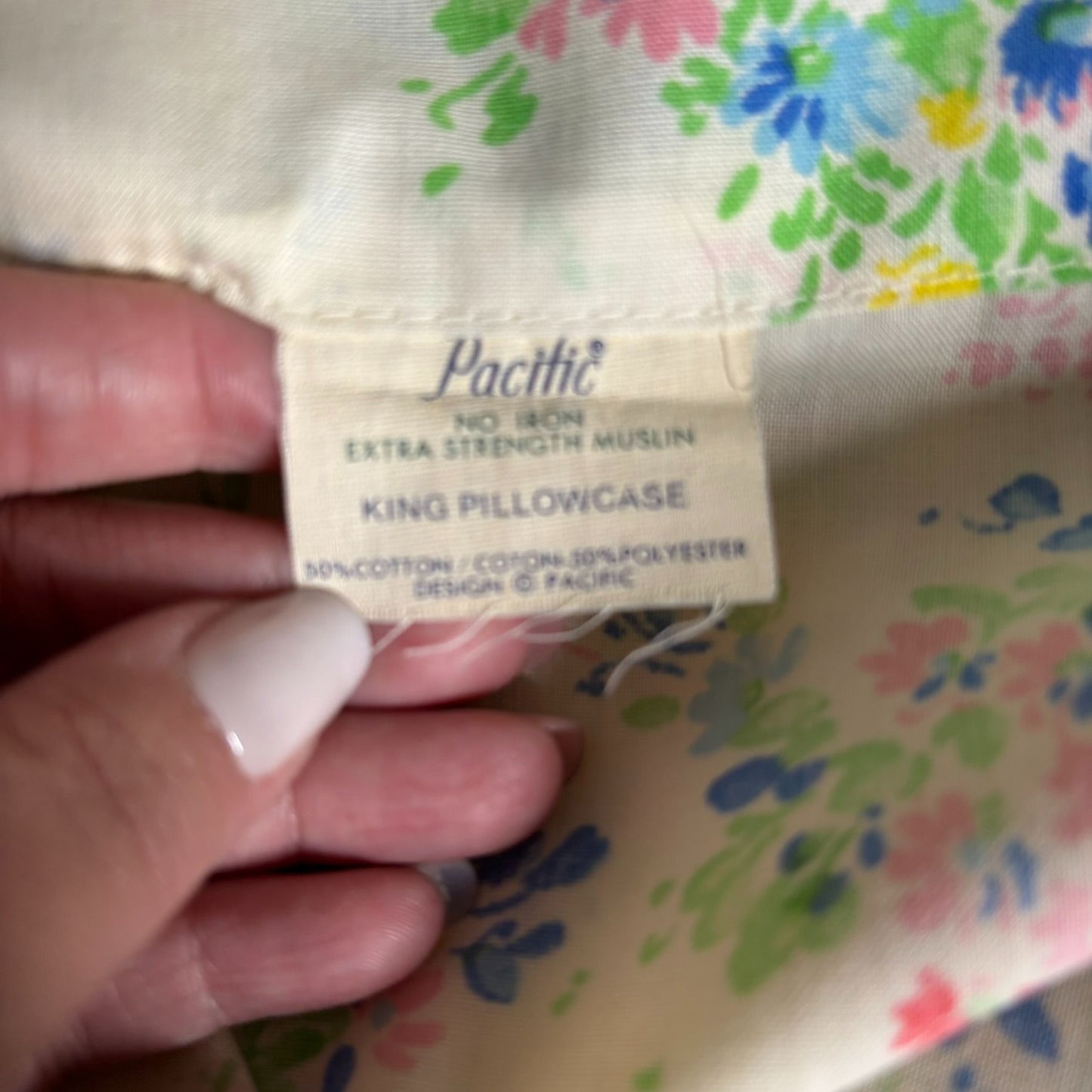 Vintage Pacific King Pillowcase Floral Extra Strength Muslin Cotton Poly Blend