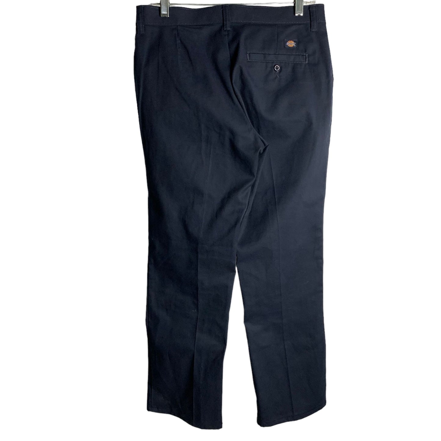 Dickies Flat Front Straight Leg Work Pants 6 Dark Blue Mid Rise Pockets Zip