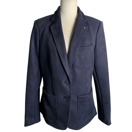 Tommy Hilfiger Faux Suede Blazer Jacket M Blue Lined Pockets Buttons Notch