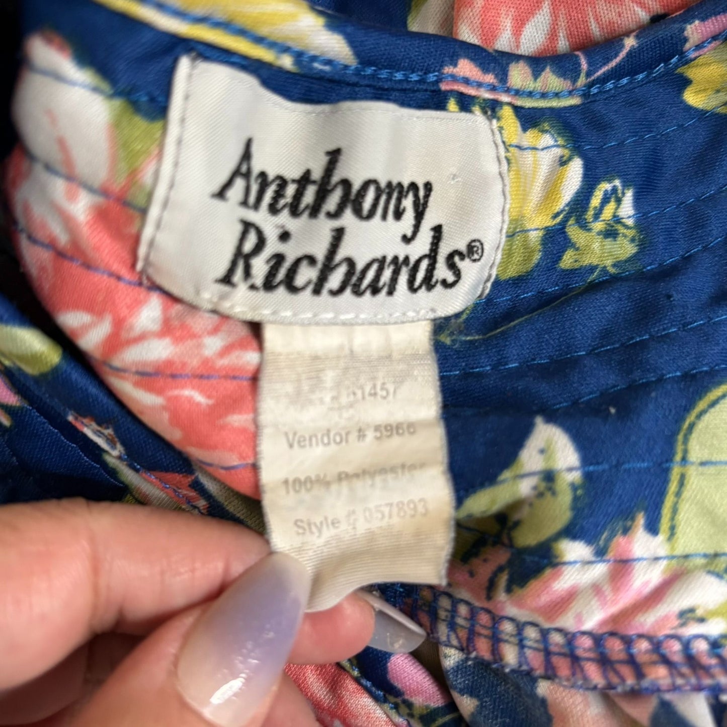 Anthony Richards Blue Floral Housecoat Pockets Medium Short Sleeve Lightweight