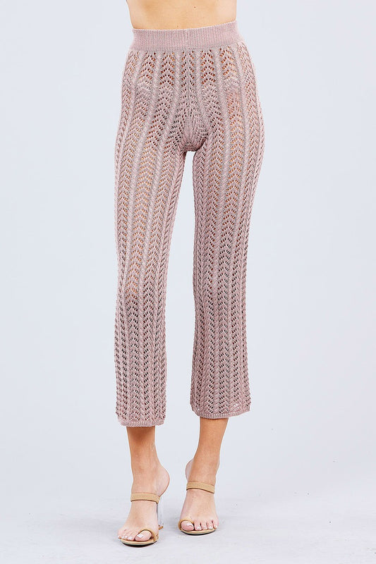 Flare Long Fishnet Sweater Pants