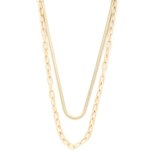 Flat Snake Oval Link Layered Necklace