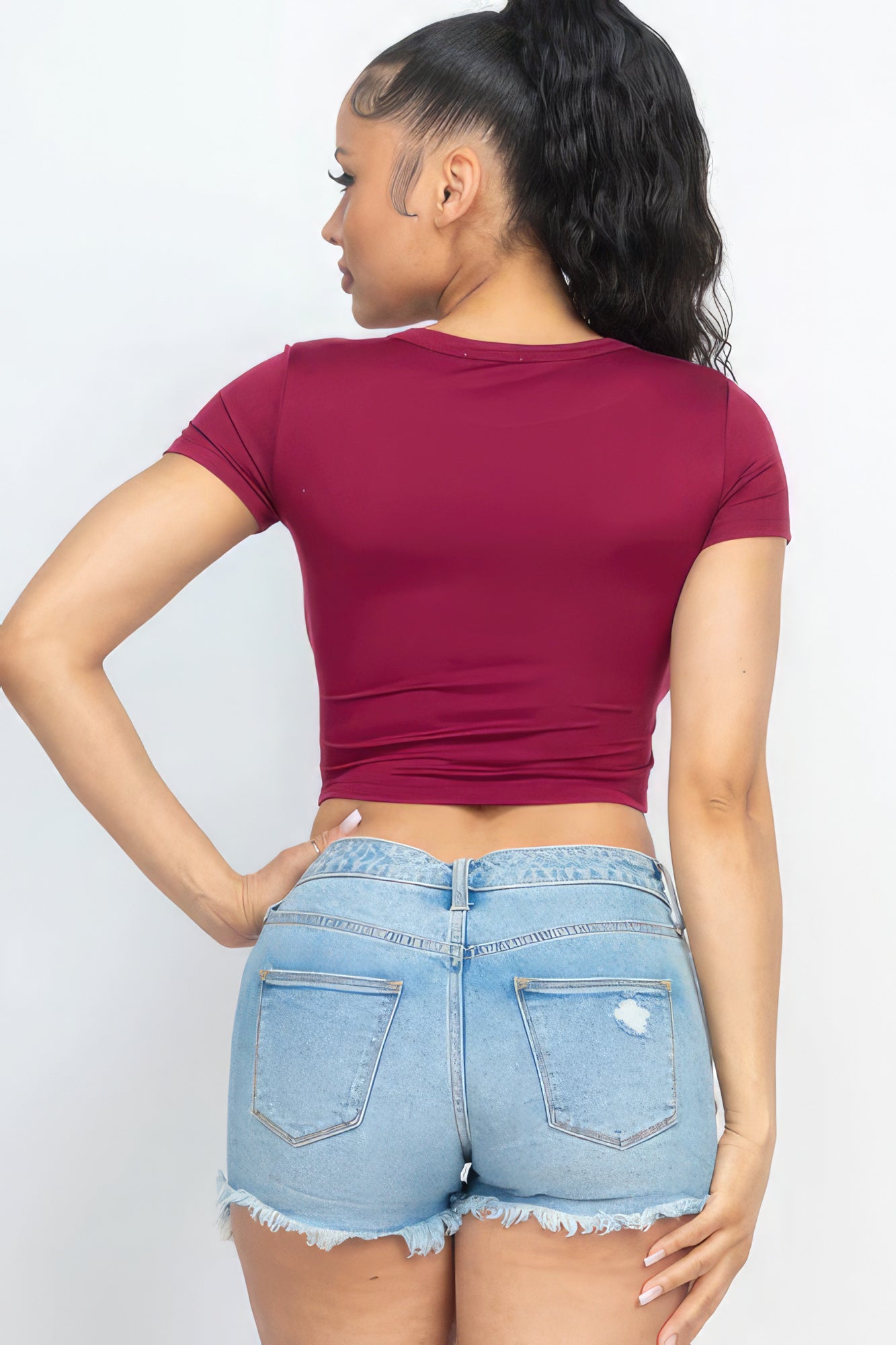 Short Sleeve Roundneck Crop Top