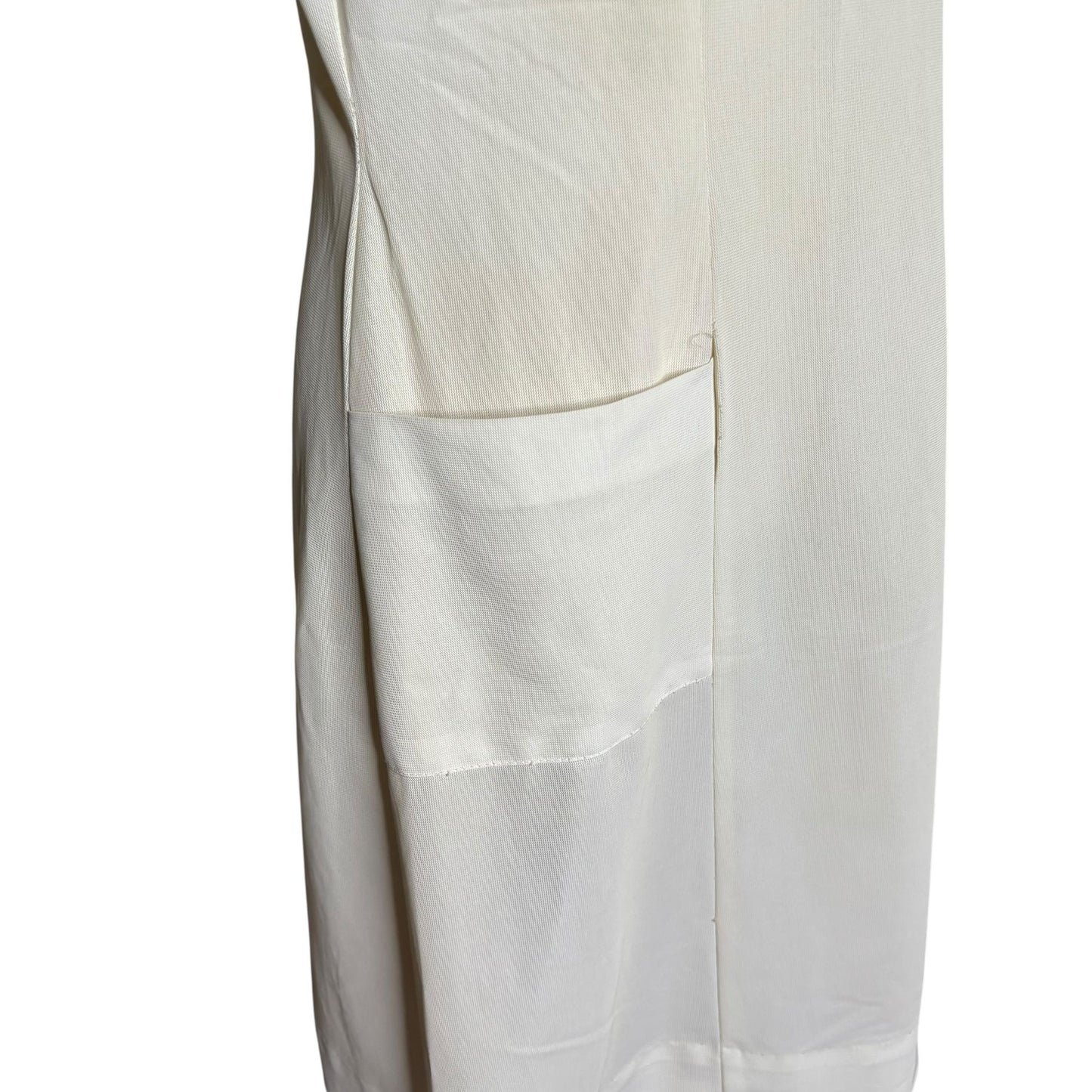 Vintage 70s Short Sleeve Shift Dress Small White Collar Pintuck Zipper Pockets