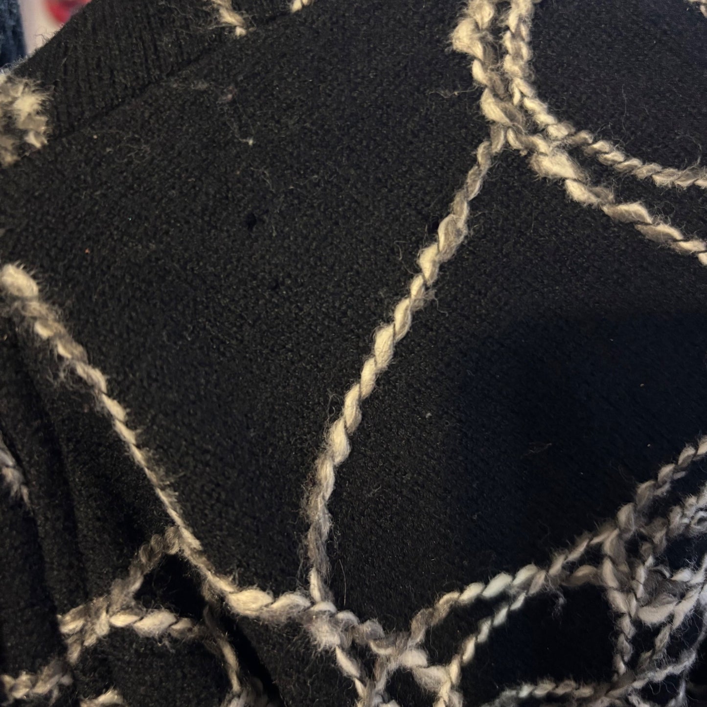 Tumbleweed Sleeveless Vest Jacket XL Black Wool Abstract White Swirl Snaps